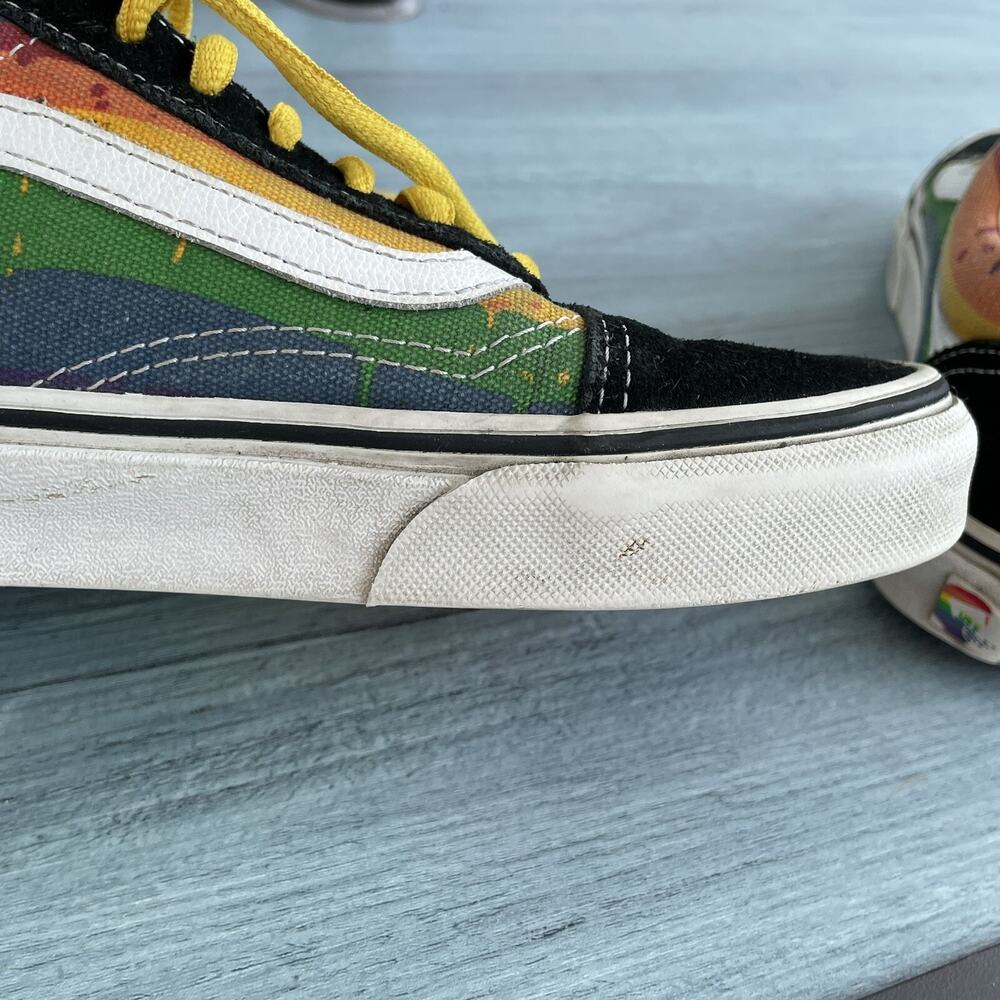 Vans RAINBOW DRIP Sneakers M 5.5 W 7 Black Suede Old Skool OFF THE WALL Skater - Picture 6 of 11